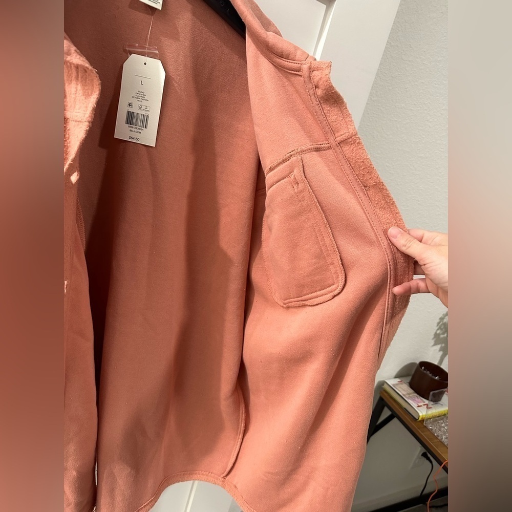 NWT Wonderly Fuzzy button down Shacket in Dull Rose, size L, brand new, pink - Picture 10 of 10